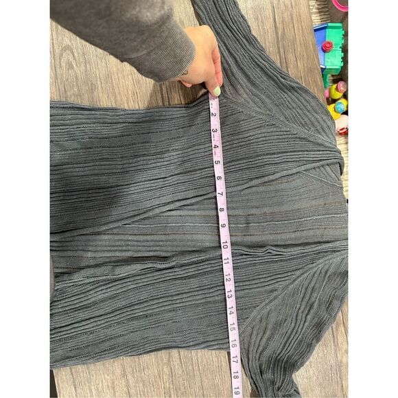 Eileen Fisher Open Front Long Sleeve Ribbed Semi-Sheer Gray Cardigan Size PS - Picture 9 of 9